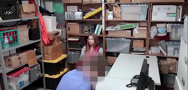  Chubby teen thief fucked by security in front of her mom